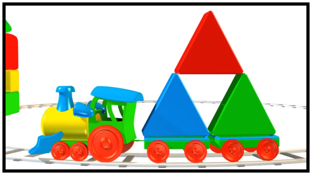 TRIANGLE TRAINS! Learn 2d & 3d Shapes INTERACTIVE Video Cartoon ...