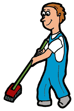 Man with broom clipart