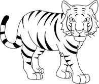 Black and white clipart of tiger