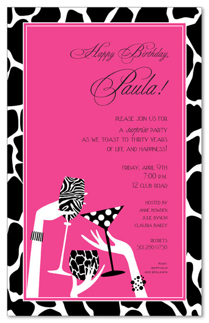 Zebra Print Invitations, Animal Print Invitations