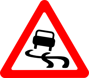 Slippery Road Sign clip art Free Vector / 4Vector