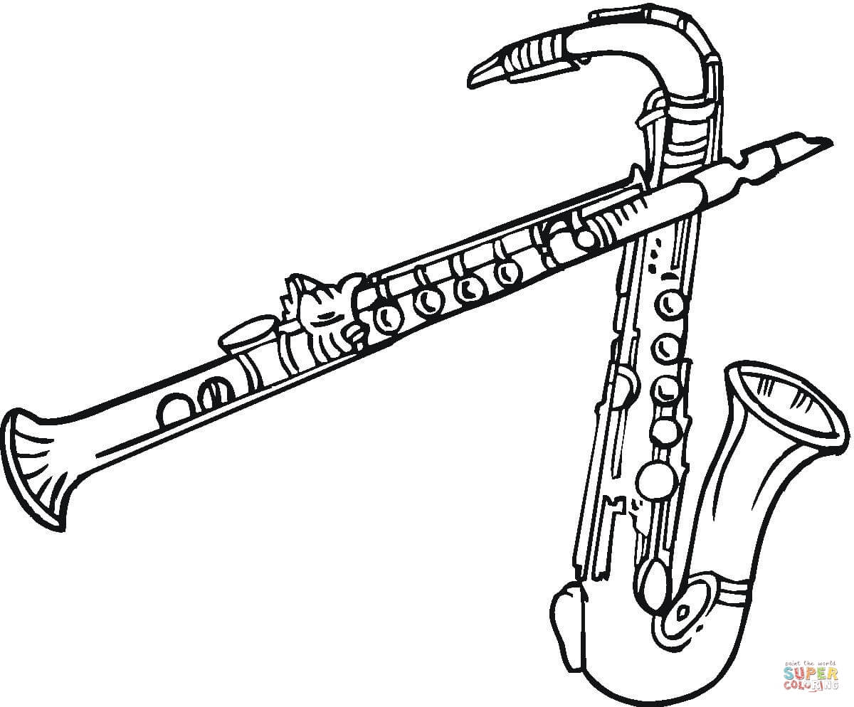 Saxophone coloring page | Free Printable Coloring Pages