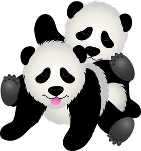 Pandas Clipart Image - Clip Art Illustration of Two Baby Panda ...