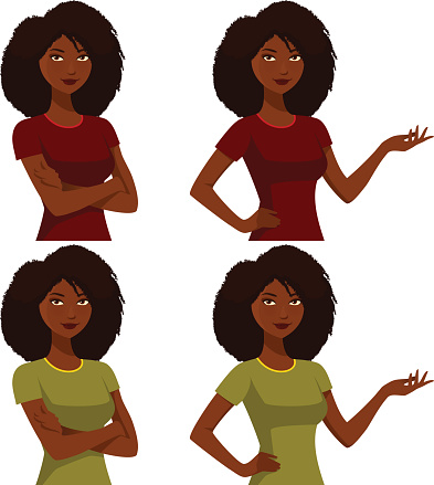 Cartoon Of Pretty African American Girl Clip Art, Vector Images ...