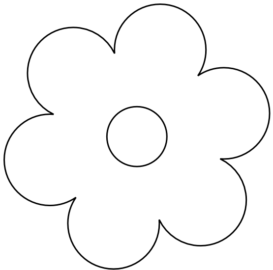 Clip Art: retro flower 6 black white line art ...