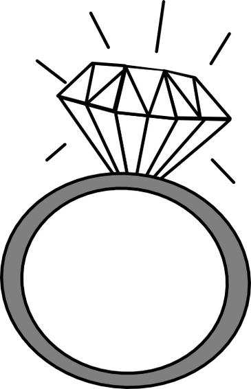 Diamond ring clipart black and white