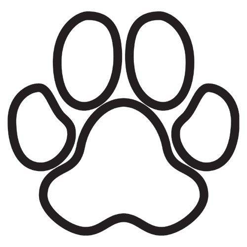 Dog paw prints and bones stencil clipart