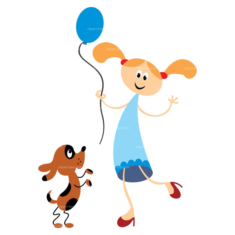 Girl With Dog Clipart