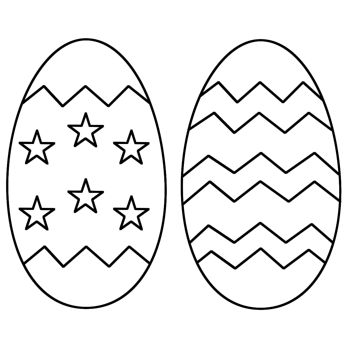 Two Easter Eggs with stars and patterns - Coloring Page (Easter)