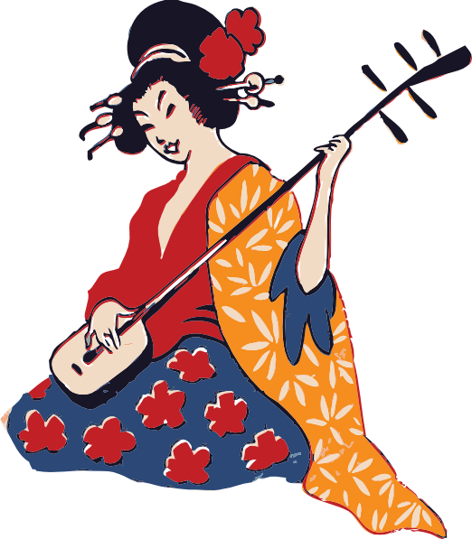 Geisha Playing Shamisen clip art Free Vector