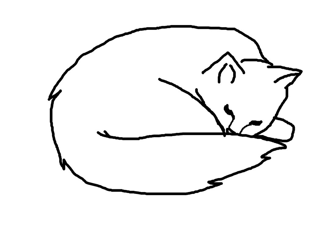 Кошка лежит рисунок