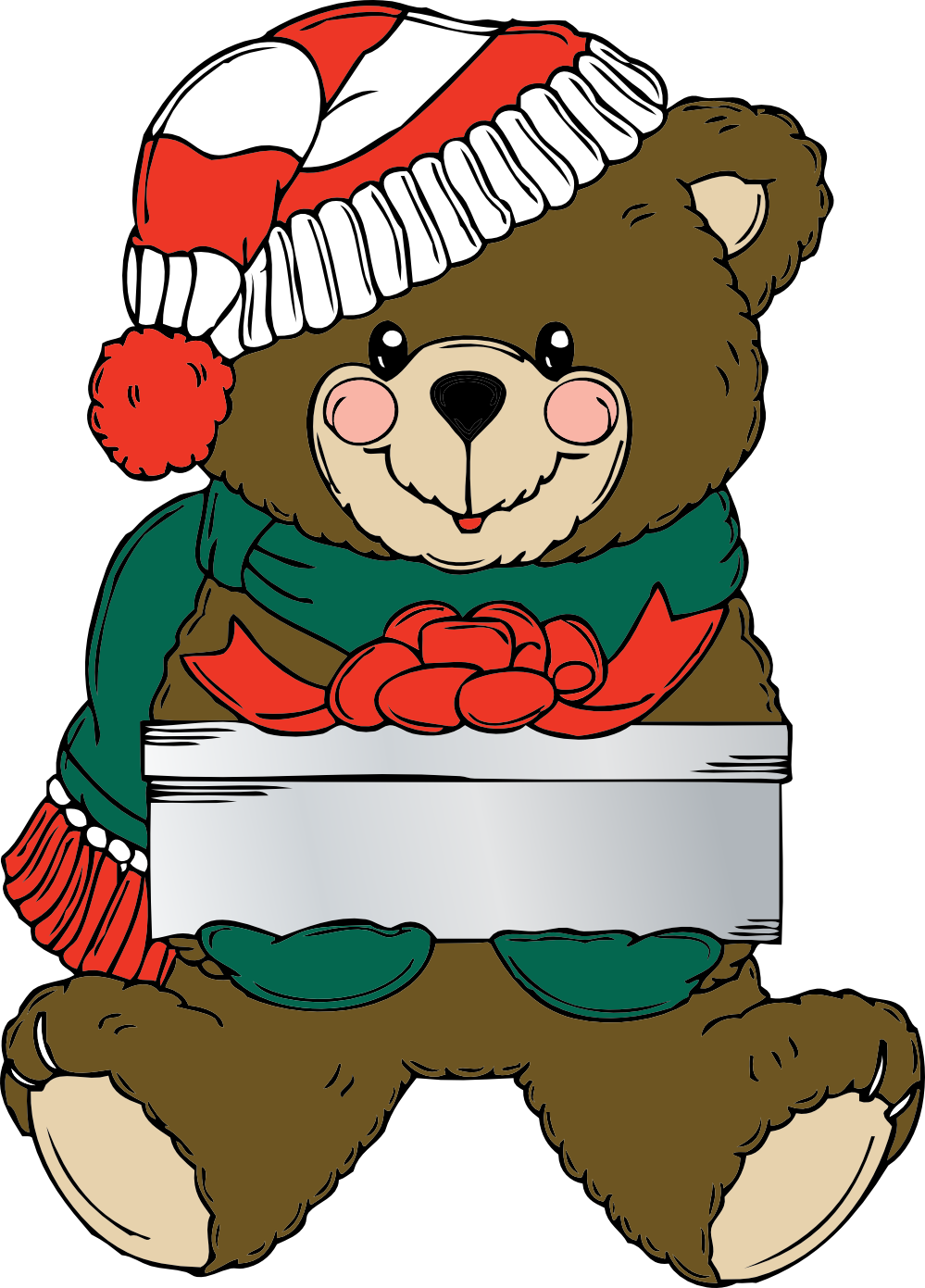 Clip Art: Christmas Bear Wih Present Xmas Teddy ...