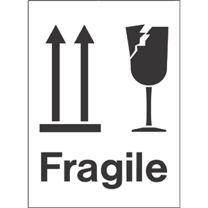 Package labelling. Fragile. REF: PL2 - Archer Safety Signs