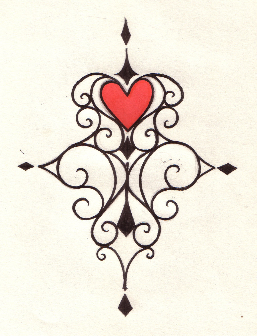 Swirly Heart Tattoos