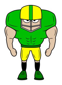 Drawing a cartoon football player