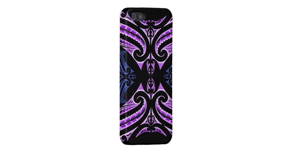 Purple blue traditional Maori tattoo design Case For The iPhone 5 ...