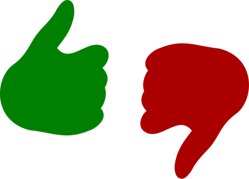 Vector image of strong red hand thumbs down | Public domain vectors