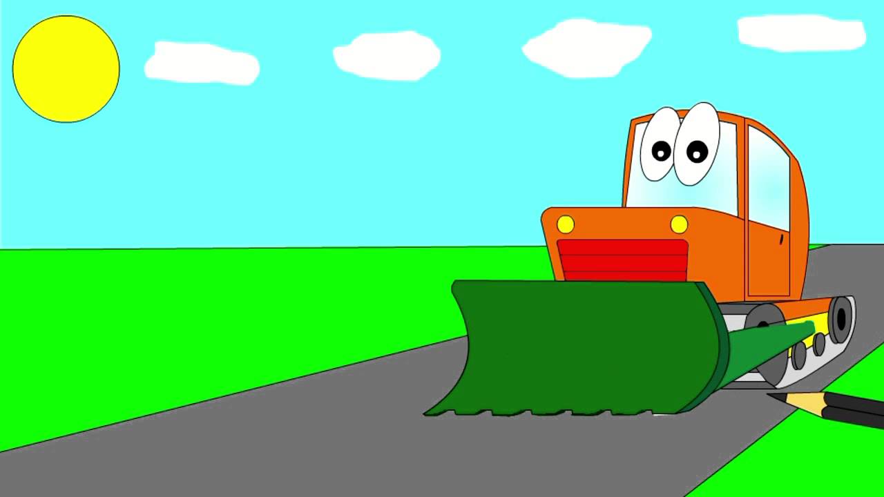 Cartoons for children about cars. Let's color a bulldozer ...