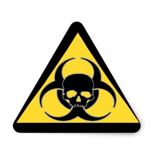 Black and yellow Biohazard symbol and skull Triangle Sticker | Zazzle