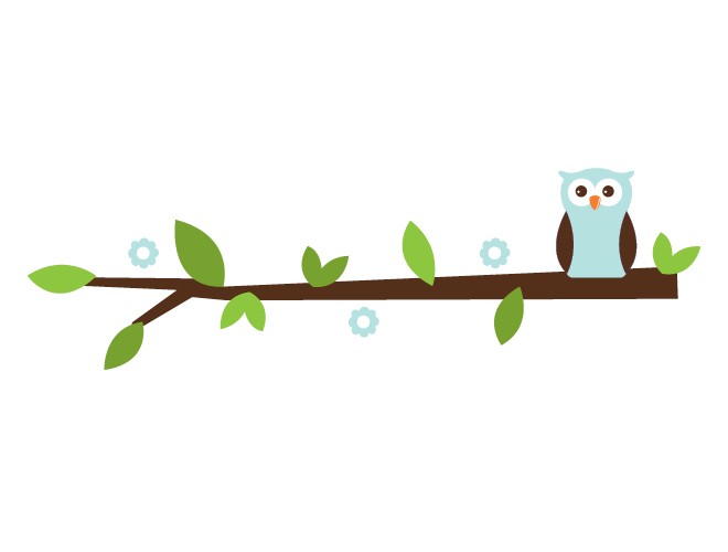 Owls in tree branch clipart free