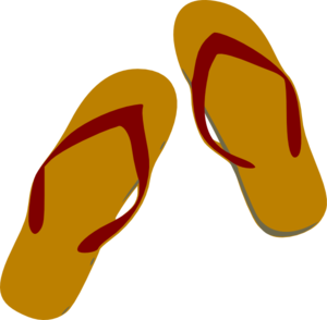 Tan And Burgundy Flip Flops Clip Art - vector clip ...