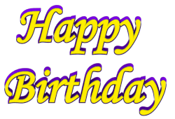 Yellow Purple Happy Birthday Shadow Bordered Clip art | 3D-Clip-arts