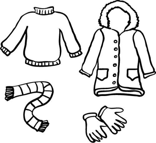 coloring page of winter clothes winter clothes coloring pages and ...