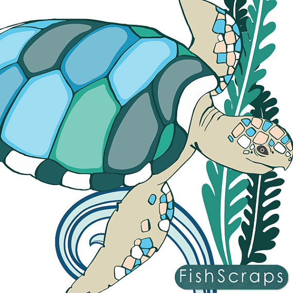 Blue sea turtle clipart