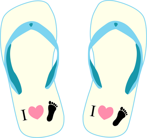 Sandal jepit dengan "Aku cinta kaki" simbol vektor gambar | Domain ...