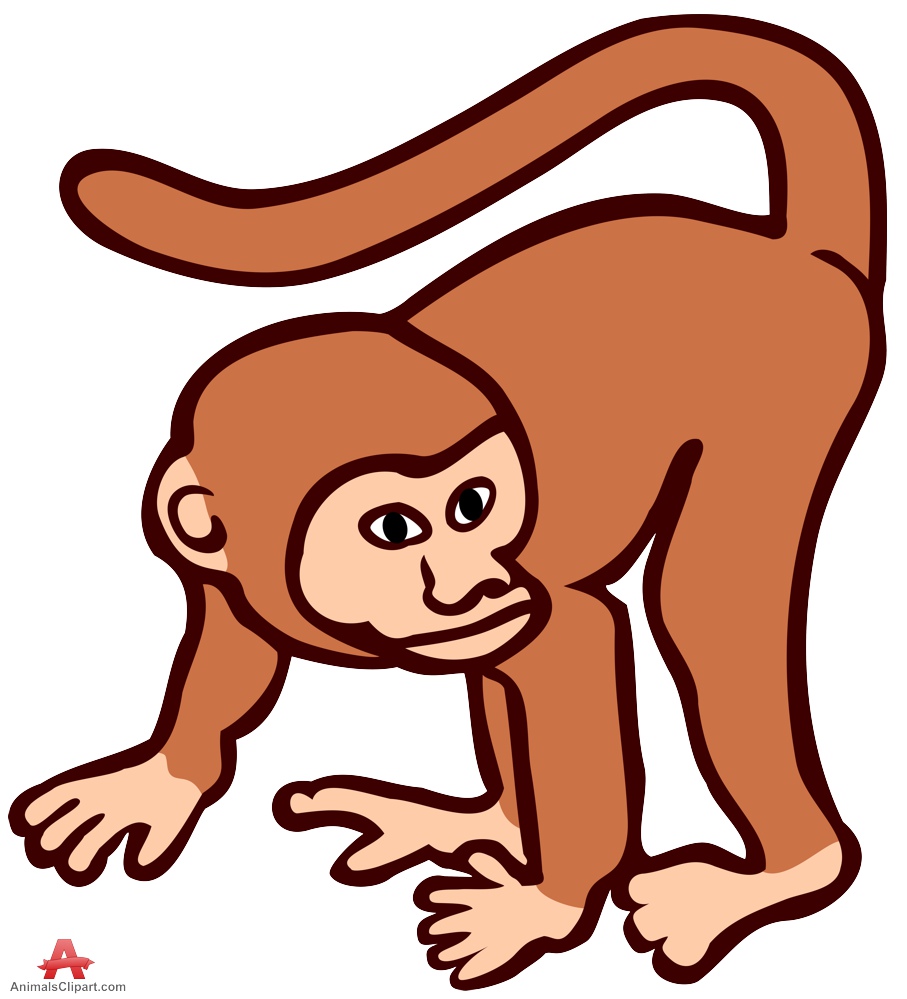 Monkey Outline Drawing in Colors | Free Clipart Design Download