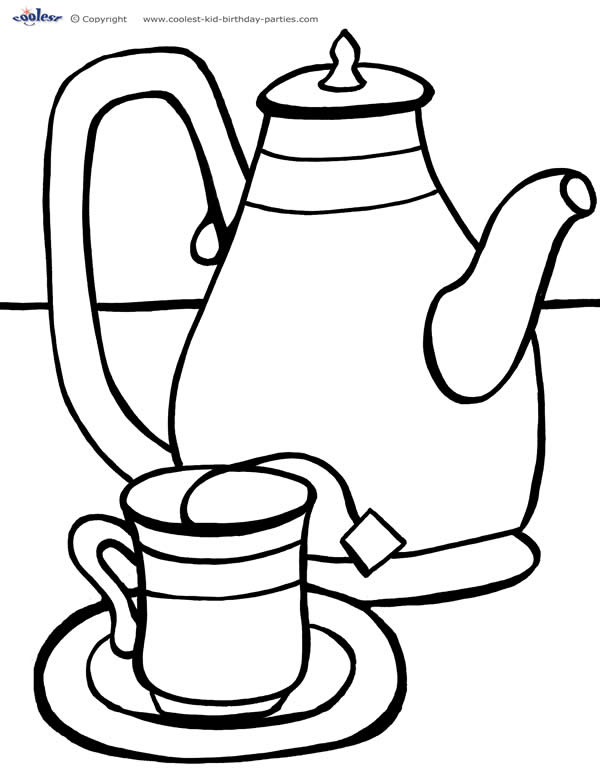 Tea Cup Coloring Page Page 1