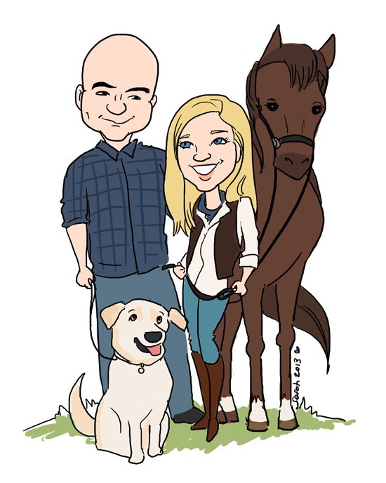 My more simplistic digital caricature style of a couple and their ...