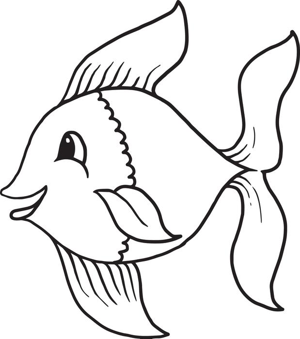 Free, Printable Cartoon Fish in a Fishbowl Coloring Page for Kids