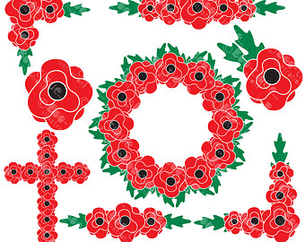 Poppy border clipart