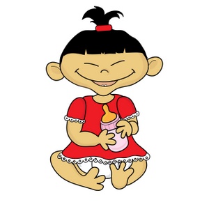 Baby Clipart Image - Asian Baby Holding Her Bottle