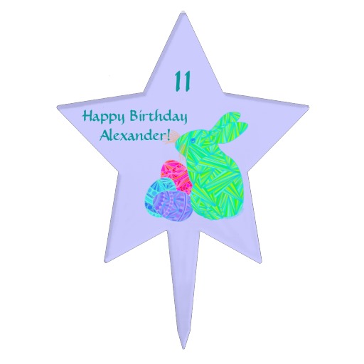 Green Bunny Easter Themed Birthday Party Cake Cake Pick from Zazzle.