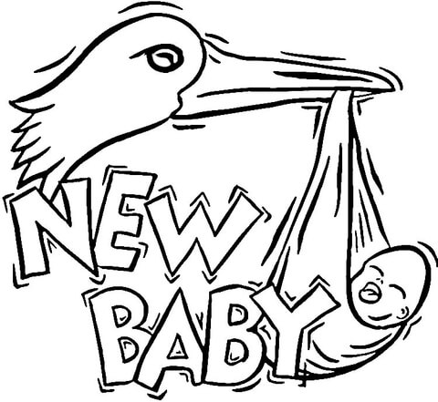 Stork Brings a New Baby coloring page | Free Printable Coloring Pages