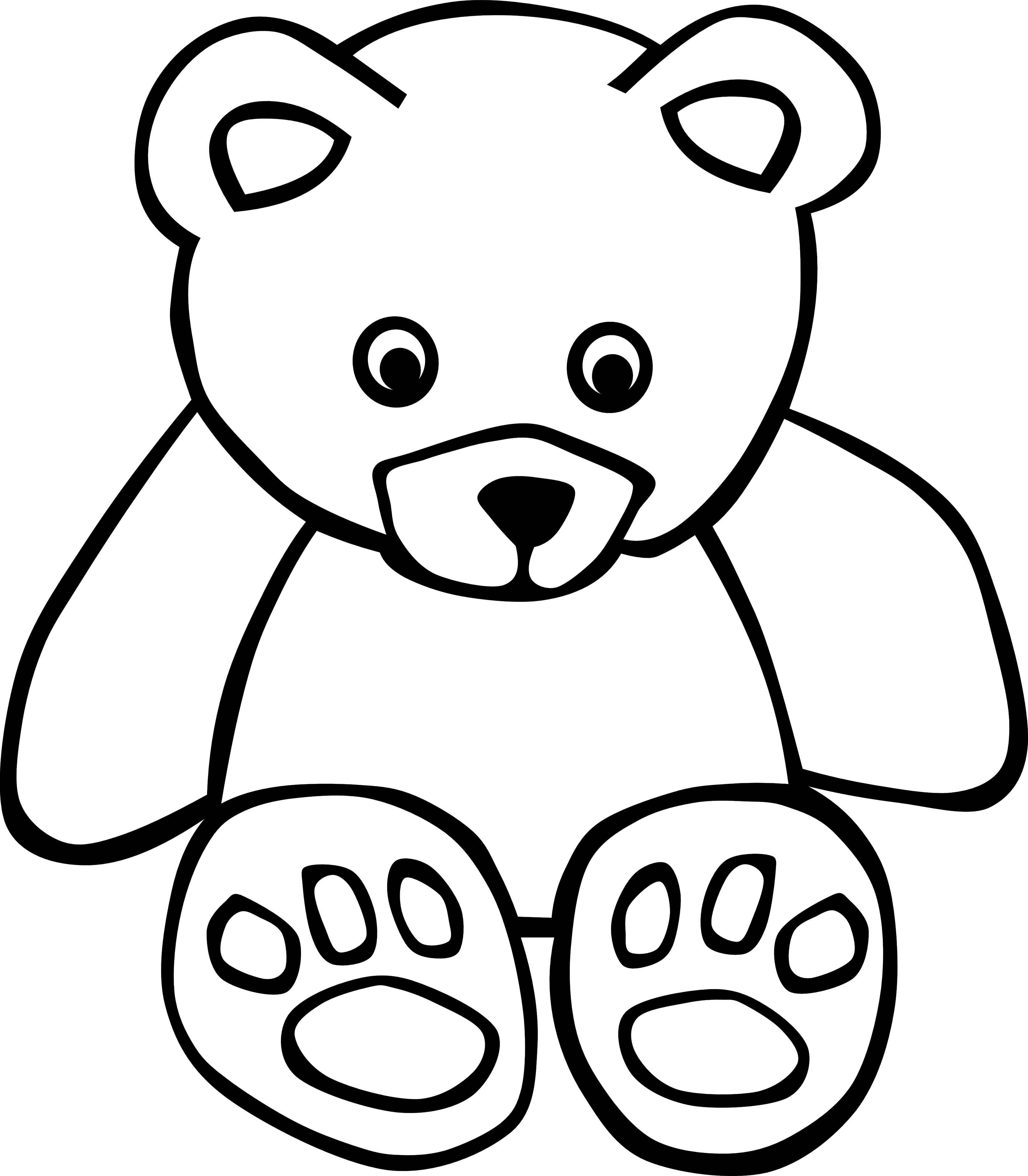 Teddy bear black and white clipart