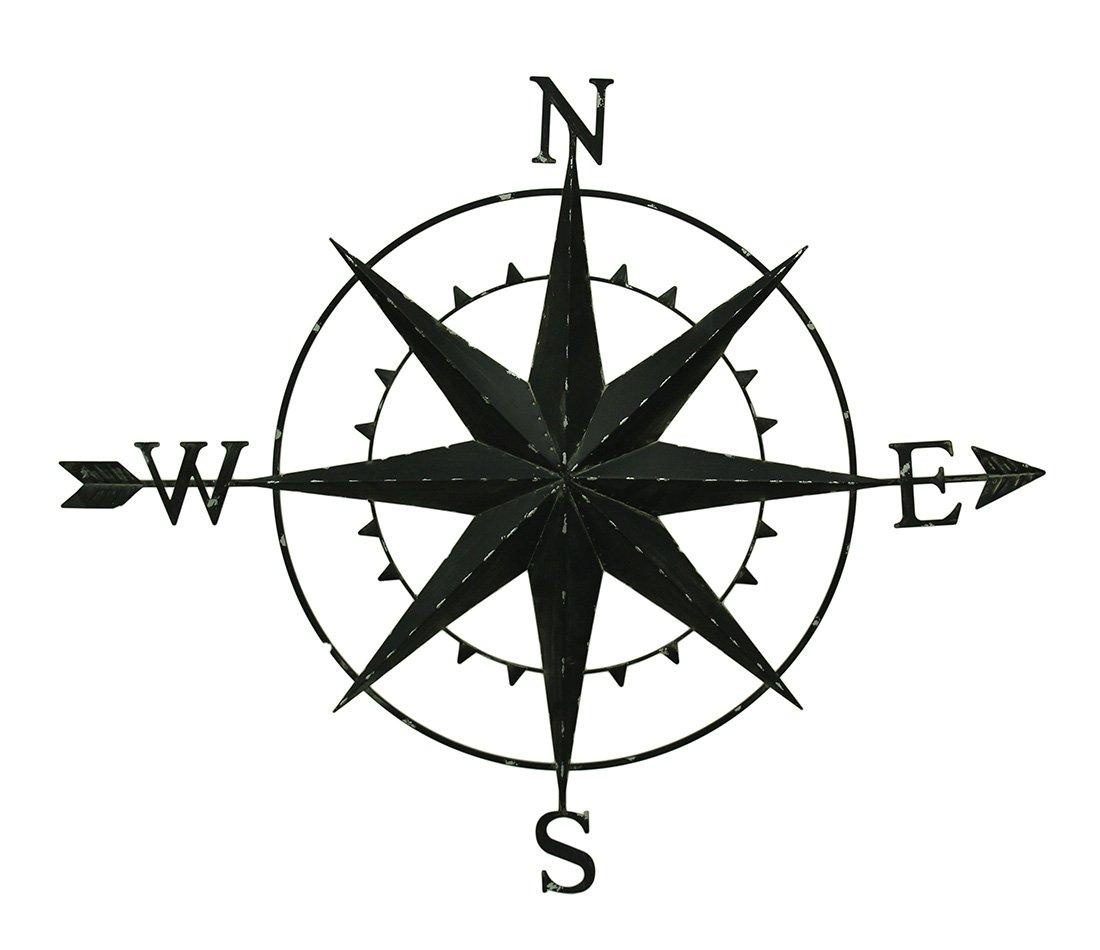 8 Point Compass Rose and Arrow Distressed Metal Wall Hanging 46 ...