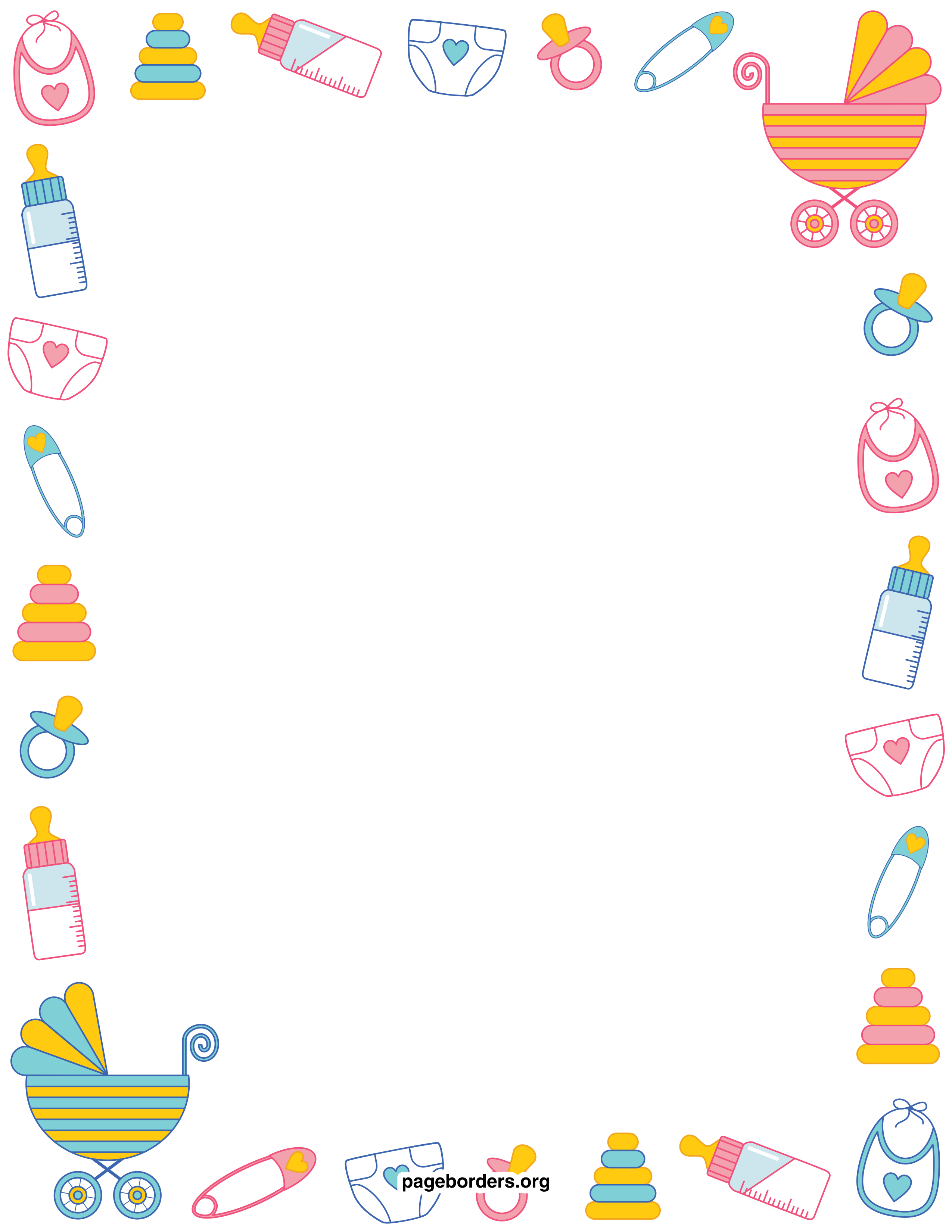 Free baby shower clipart borders