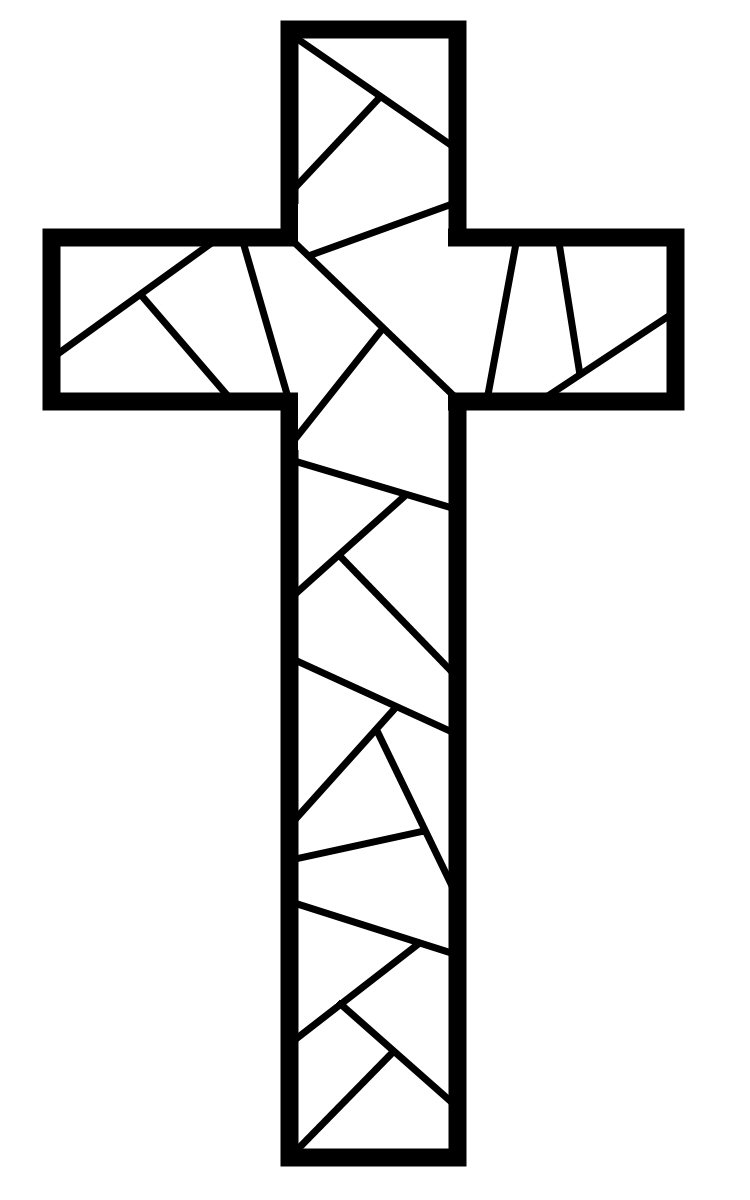 Best Photos of Easter Cross Outline - Stained Glass Cross Coloring ...