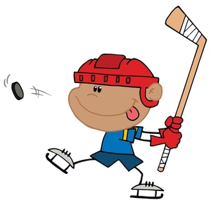 Hockey Player Clipart Image - A Black Kid Playing Hockey.