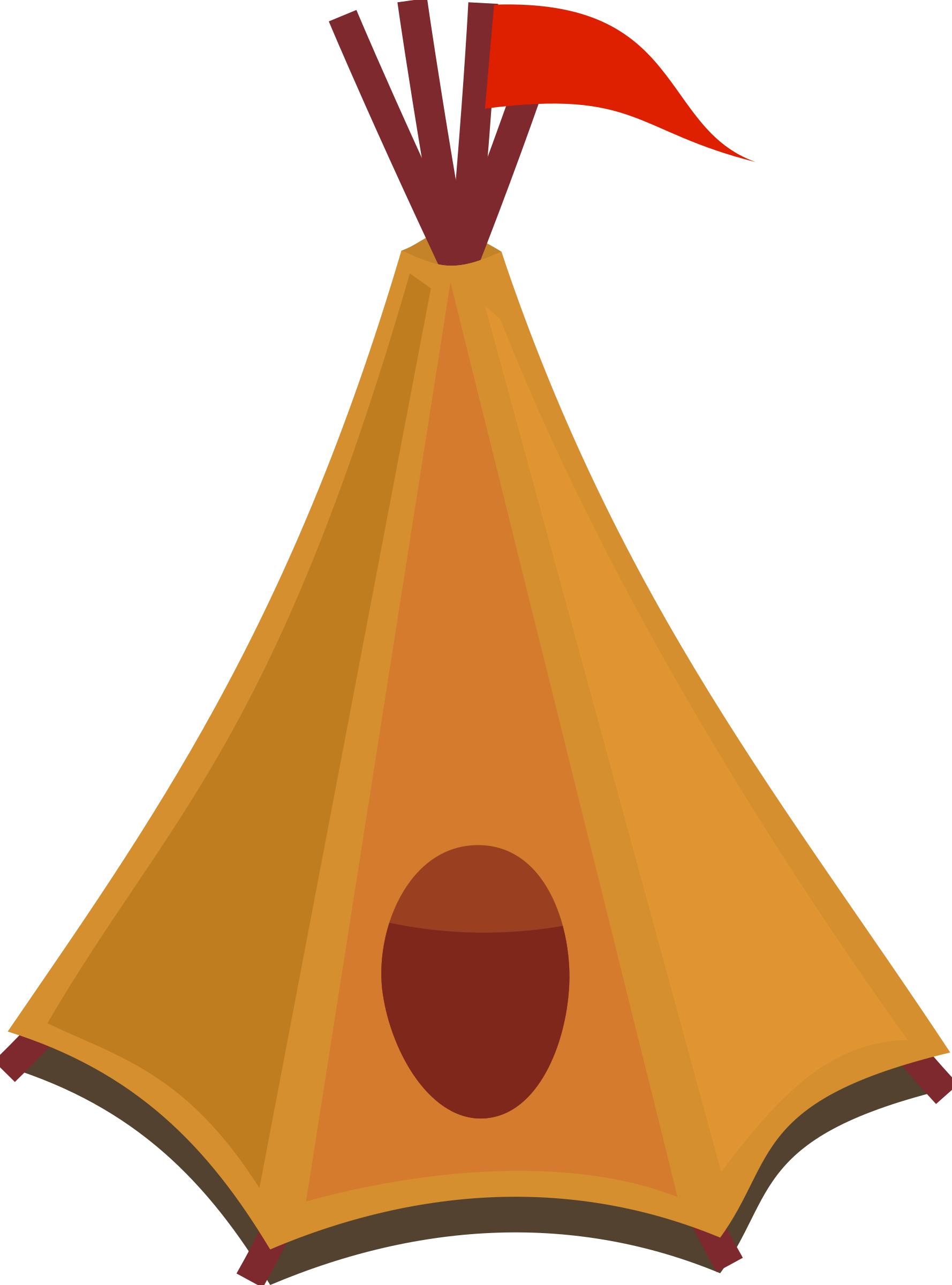 Clipart - Cartoon tipi / tent with red flag