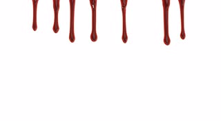 Blood dripping down over white background with matte Motion ...