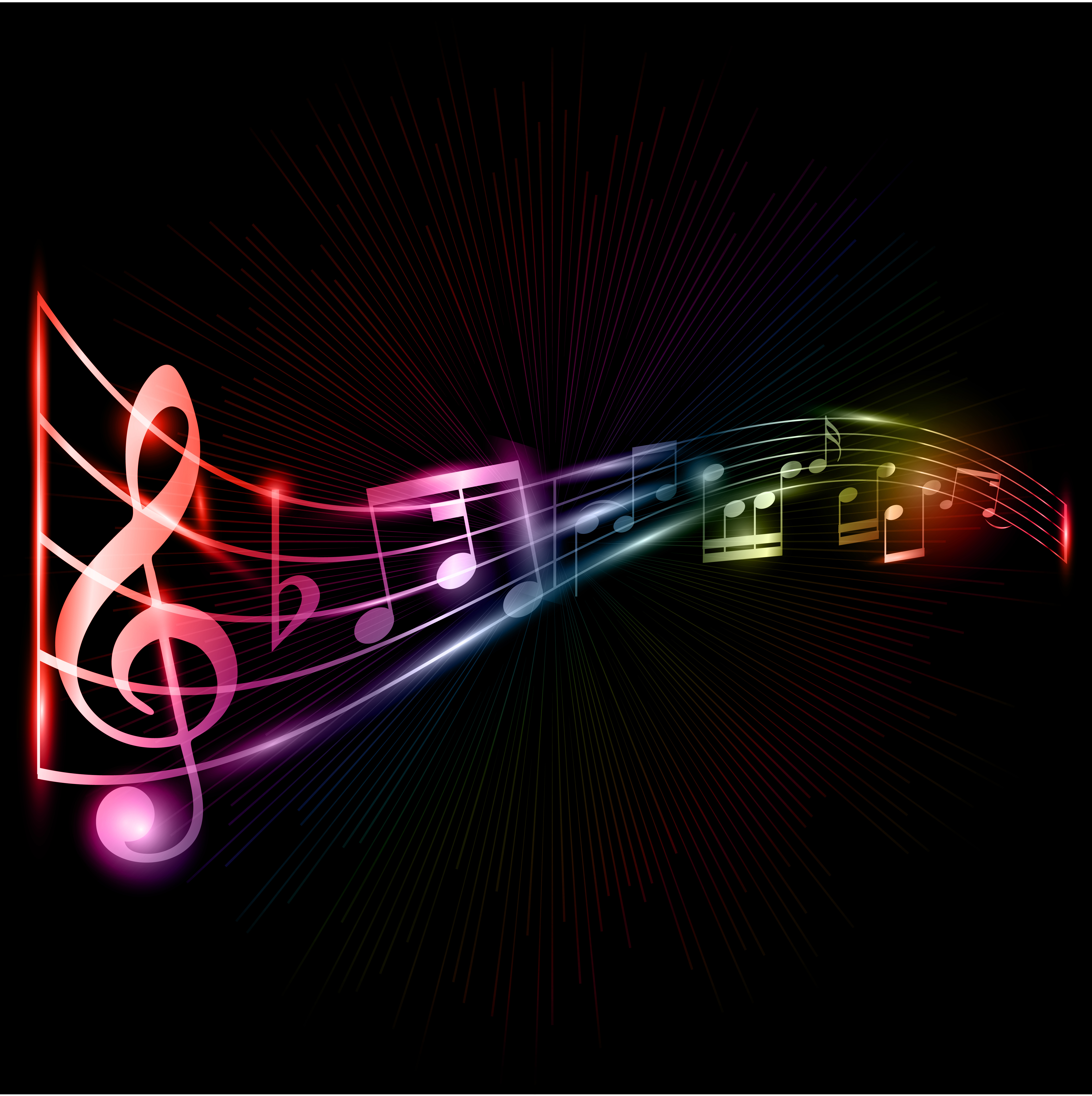 Neon Music Notes Wallpaper