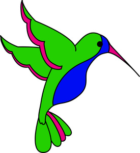 Hummingbird Clipart Image - Hummingbird in Flight, Collecting Nectar
