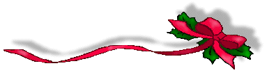 Christmas clip art of long red ribbons with red bows on the right side