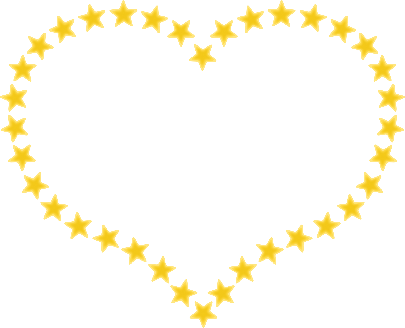 valentine heart shaped border with yellow stars SVG