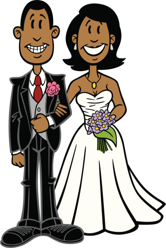 african american bride and groom clipart cartoon