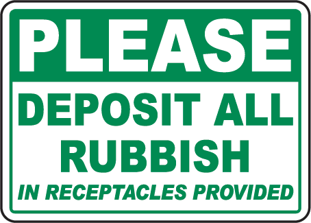 Please All Deposit Rubbish Sign by SafetySign.com - F2663